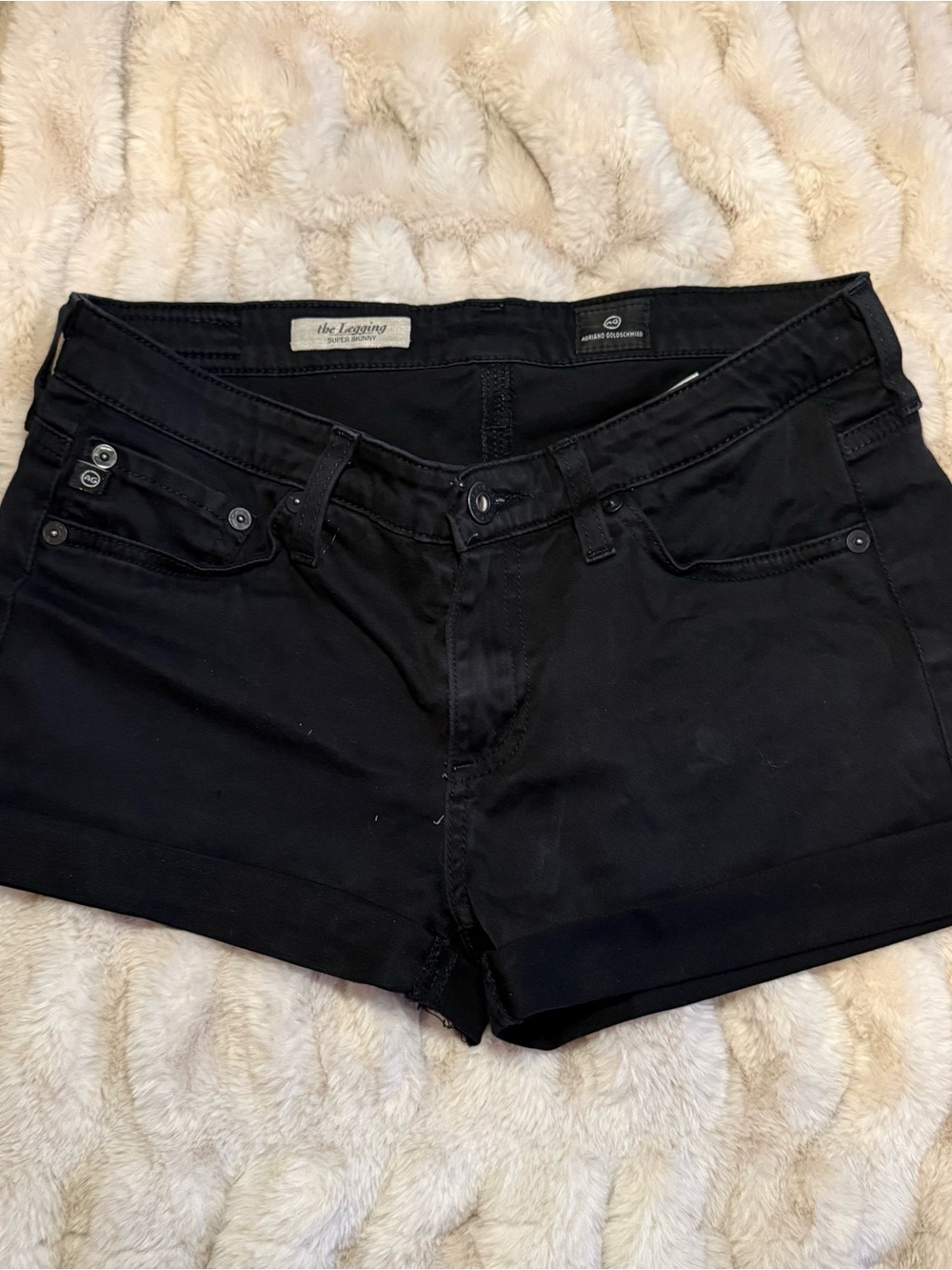 AG Adriano Goldschmied Black Denim Stretch Micro Shorts